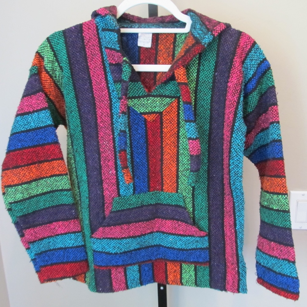 Art Maz Unisex Brightly Colored Baja Mexican Style Surfer Pullover